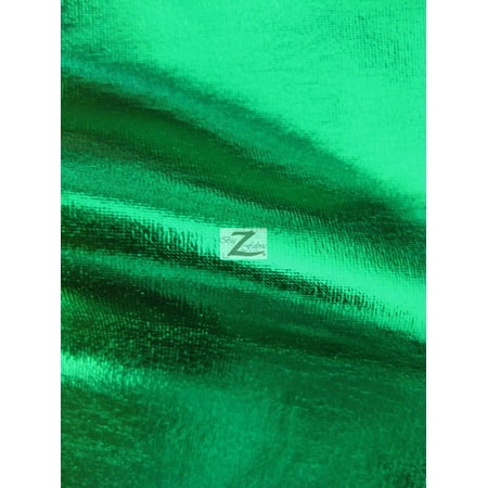 - Metallic Foil Spandex Fabric / Green / Stretch Lycra Sold By The Yard