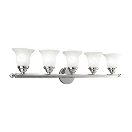 - Bathroom Vanity 5 Light With White Alabaster Glass Chrome size 32 in 500 Watts - World of Crystal
