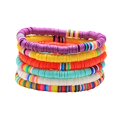 thumbnail image 1 of 6Pcs Set Stack Rainbow Vinyl Disc Bead Surfer Stretch Bracelet Handmade Rainbow Polymer Elastic Rope Boho Beaded Bracelet Summer Beach Jewelry (6Pcs/Set), 1 of 1