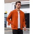thumbnail image 6 of Colsmile Men's Waffle Knit Bomber Jacket, Lightweight Full Zip Varsity Baseball Coat with Pockets for Spring Fall,Orange 3XL, 6 of 9