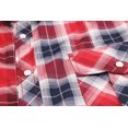 thumbnail image 3 of Men’s Western Short Sleeve Button Down Casual Plaid Pearl Snap Cowboy Shirt (#24 Red/White/Blue. M), 3 of 3