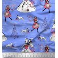thumbnail image 1 of Soimoi Georgette Viscose Fabric Dog,Women & Tree Christmas Decor Fabric Printed Yard 42 Inch Wide, 1 of 1