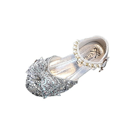 

QYZEU Glitter Shoes for Little Girls Summer Girl Toddler Baby Casual Princess Dress Shoes Comfortable Flat Outdoor Girl Sandal Rhinestones Shining Kids Princess Shoes