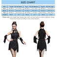 thumbnail image 2 of ZX Robe de Danse pour Femmes avec Strass, Paillettes, Franges, Robe de Fête, Salsa Latine, Danse de Salon, Ensemble de 4 Pcs, Haute Qualité, 2 of 5