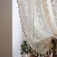 thumbnail image 4 of 2 Panels Boho Curtains Crochet Lace Patchwork Semi-Blackout Handmade Tassels 59" W x 87" L, 4 of 4