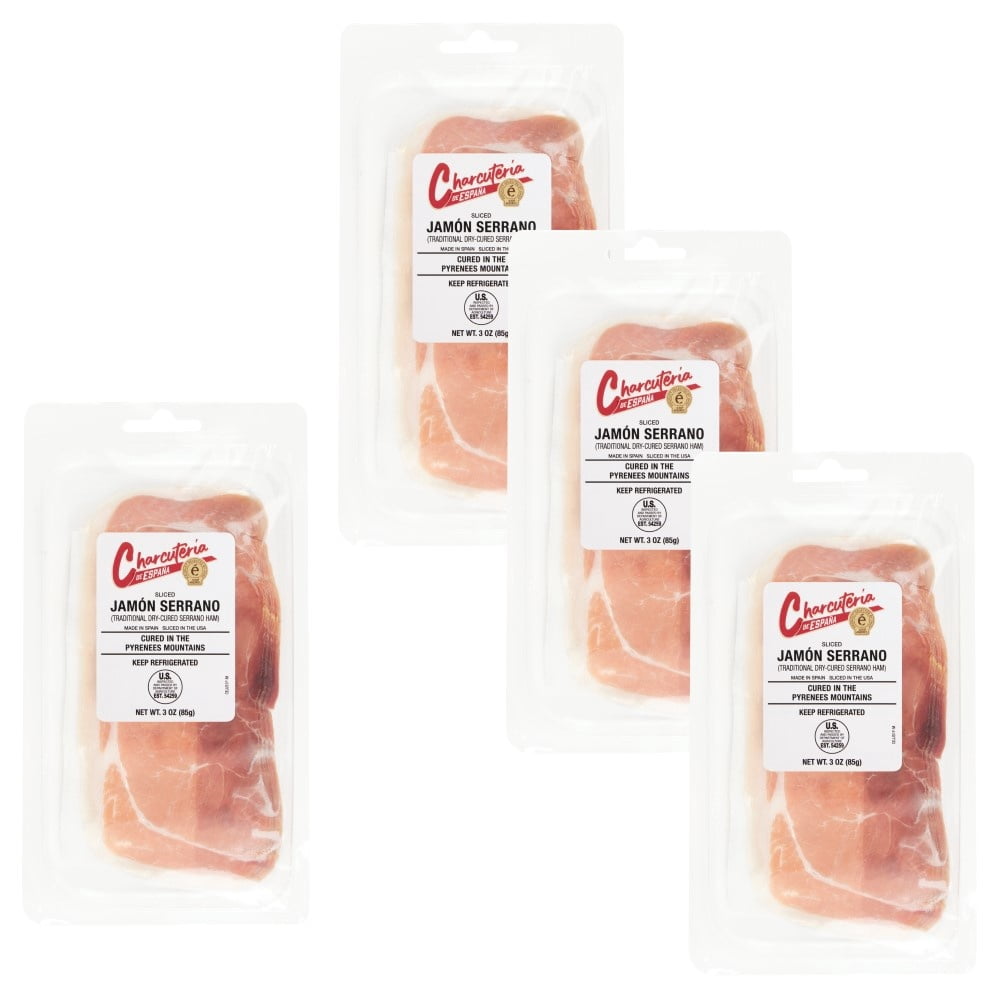 Charcuteria de Espana Selected by Jose Andres Jamon Serrano Sliced, 3 oz, 4 Pack