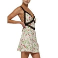thumbnail image 3 of Coduop Women Sleeveless Summer Floral Mini Dress Lace Trim V Neck Spaghetti Strap Short Dress, 3 of 7