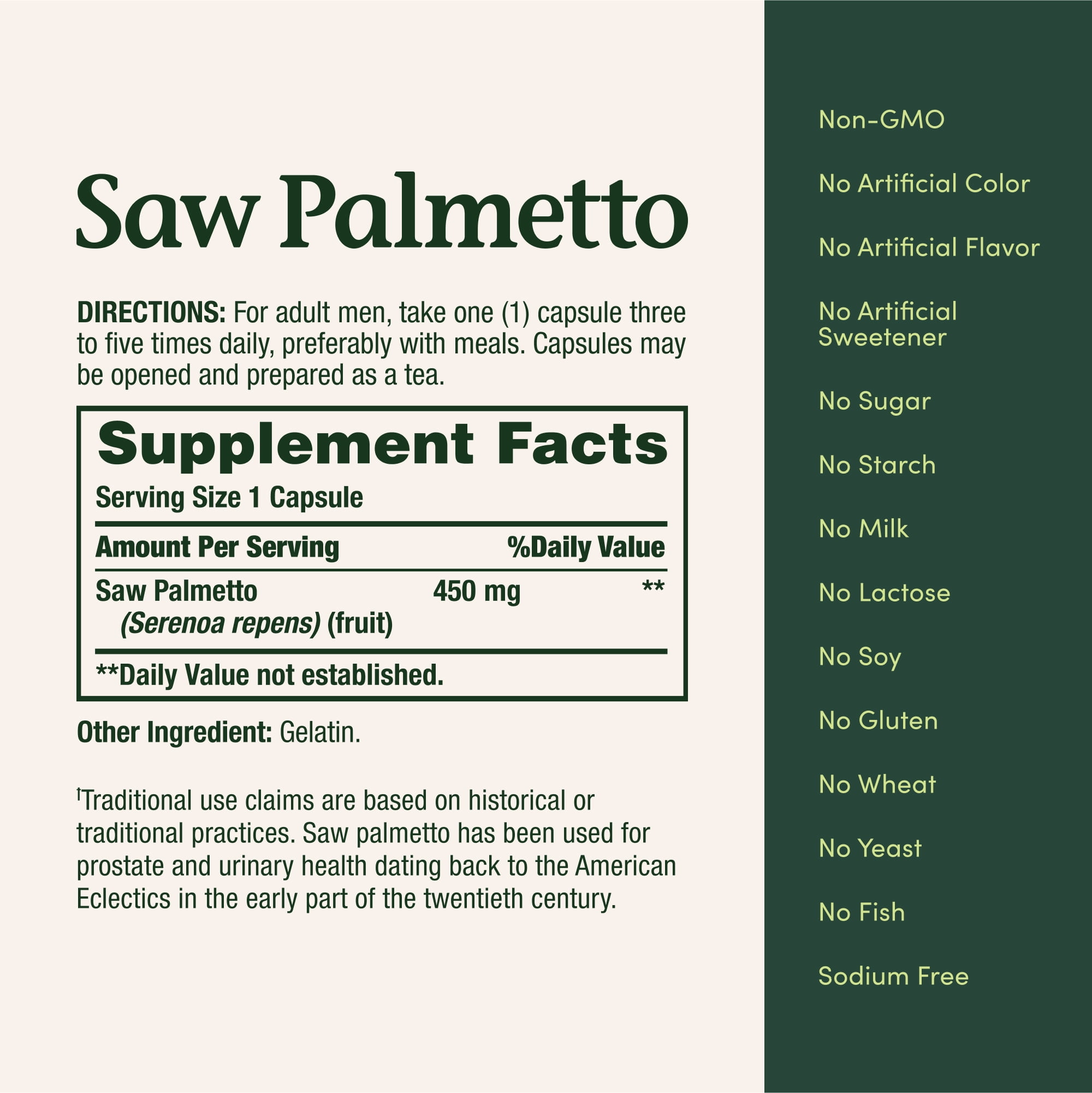 Nature's Bounty Saw Palmetto 450mg Capsules, Prostate Health Urinary Support, Herbal Supplement for Men, 250 Count