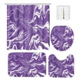 thumbnail image 2 of SHENGXINY 4PCS Shower Curtain Set with hooks, Colorful Marble Print, Non-Slip Rugs/Toilet Lid Cover/Bath Mat - Complete Bathroom Decor Set Purple 71x71in, 2 of 6
