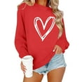 thumbnail image 4 of Ovbmpzd Valentine's Day Sweatshirts for Women Cute Heart Print Petite Crew Neck Shirts Red Holiday Dating Long Sleeve Tops for Women M, 4 of 8