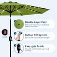 thumbnail image 3 of Riedhoff 9 feet Patio Umbrella with 32 LED Solar Lights, 8 Ribs, Tilt Crank, Dark Green, 3 of 7