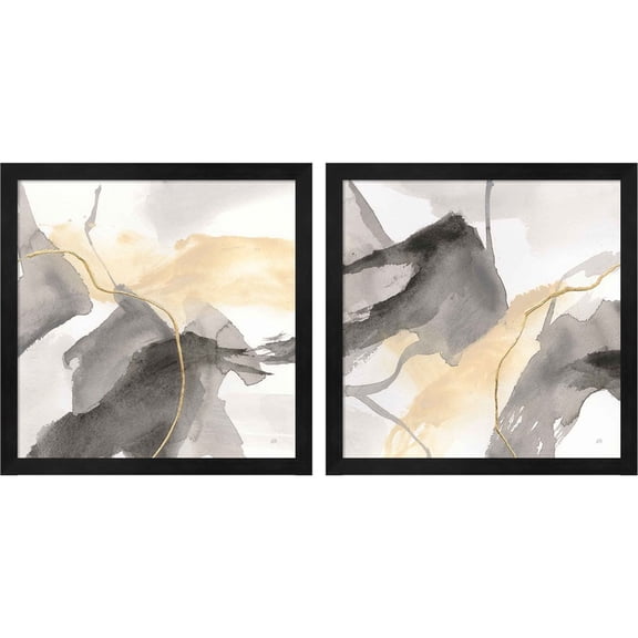 Great Art Now Natural Ebony by Chris Paschke, 2 Piece Framed Art Set Each 13.25"W x 13.25"H