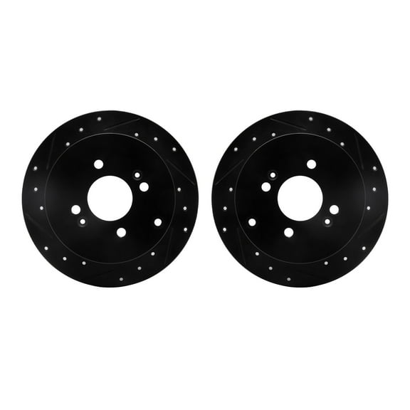 Dynamic Friction Company Rear Brake Rotors-Drilled and Slotted-Black 8002-03035