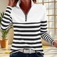 thumbnail image 6 of AnuYalue Quarter Zip Striped Sweatshirt Womens Fashion Collar Half Zip Shirt Oversized Pullover Casual Long Sleeve Tops, 6 of 6