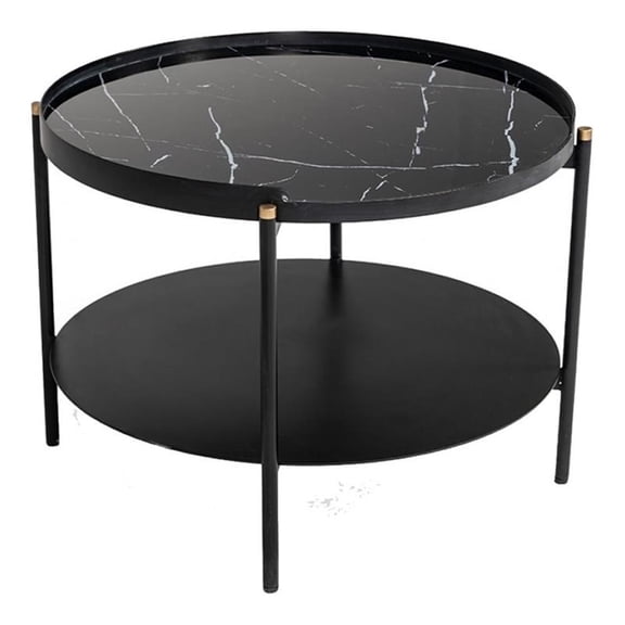Limari Home Randal Modern Metal Coffee Table with Round Top in Black