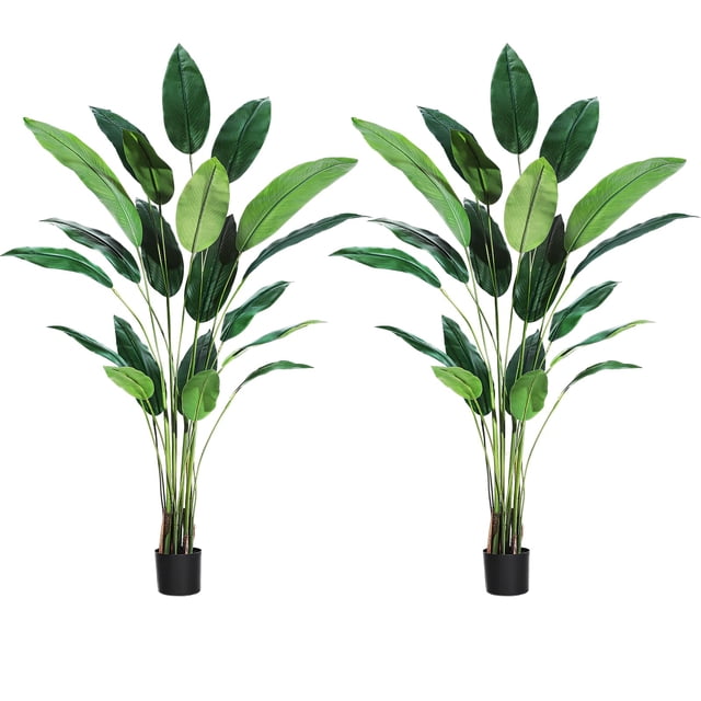 7-ft artificial bird of paradise tree (2 pack) - fake palm tree para indoor/outdoor moderno decor, ideal para para home, oficina, y housewarming gift con 20 trunks y faux leaves