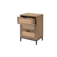 thumbnail image 2 of J&D Designs Reed 3-Drawer Coastal Wood & Iron Side Table in Brown, 2 of 4
