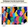 thumbnail image 3 of Peel and Stick Wallpaper Waterproof Colorful diverse people crowd abstract art Multi ethnic Wall Mural Decor Self Adhesive and Removable 100in x 144in, 3 of 8