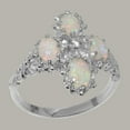 thumbnail image 2 of LBG British Made 10k White Gold Natural Diamond & Opal Womens Statement Ring - 33 size options - Size 11, 2 of 6