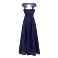 thumbnail image 5 of Qiopertar Women's Formal Evening Dress Elegant Lace V-Neck Long Sleeveless Maxi Dress with Slit Cocktail Party Wedding Guest Gown, Dark Blue S, 5 of 6