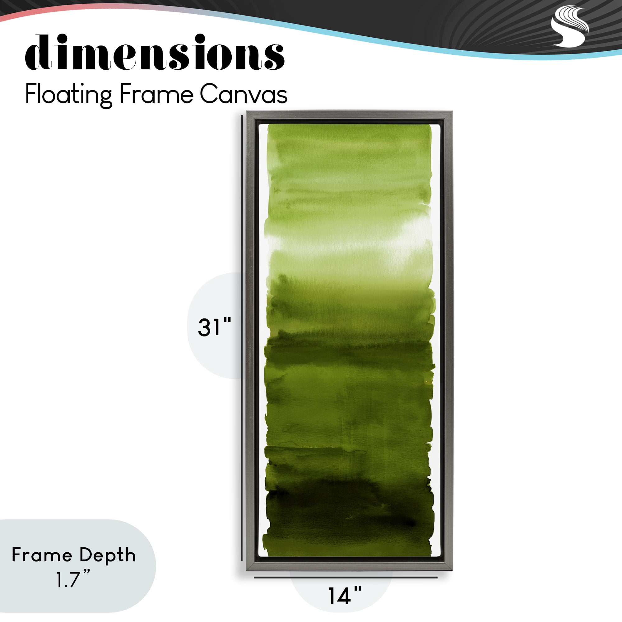 Stupell Industries Green Blend Gradient Gray Framed Floater Canvas Wall Art, design by Allie Corbin