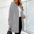 thumbnail image 5 of QIYAGBSA Sherpa Fleece Jackets for Women Hooded Full Zip Fuzzy Plush Long Sleeve Mid Length Coats with Patch Pockets Fall Winter Warm Outerwear, 5 of 9