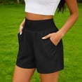 thumbnail image 2 of Womens Summer Shorts Casual Elastic High Waisted Bermuda Shorts Knee Length Loose Beach Shorts with Pockets (L, Black), 2 of 9