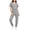 Gray, variant on Womens Jogger Scrub Sets Two Piece Medical Uniforms Short Sleeve Deep V Neck Tops Elastic Waistband Track Pants with Pockets Dental Spa Healthcare Workwear Outfits