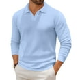 thumbnail image 2 of CharmCyan Men's Casual Collared Long-Sleeve Knit Base Layer Top Light Blue M, 2 of 2