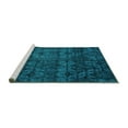 thumbnail image 2 of Ahgly Company Machine Washable Indoor Square Abstract Turquoise Blue Modern Area Rugs, 8' Square, 2 of 4