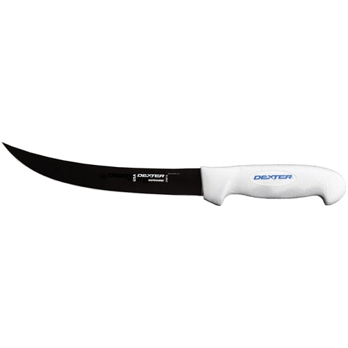 Dexter Sofgrip 8" Coated Narrow Curved Breaking Knife, Saltwater Resistant, White Handle, Clam