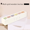thumbnail image 4 of Caja de madera para guardar té, estilo retro, 6 compartimentos para bolsitas de té, paquetes de azúcar, contenedor de almacenamiento para el hogar con decoración de iluminación transparente, 4 of 5