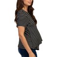 thumbnail image 4 of Ohufall Women's Maternity Tee Tops Fashion Casual Stripe Printed Round Neck Nursing T-shirts Summer Comfy Loose Short Sleeve Pregnancy Clothes for Women, 4 of 9