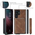 thumbnail image 3 of Allytechgroup Zipper Pocket Leather Wallet Cell Phone Case for Samsung Galaxy S25 Ultra, Brown, 3 of 7