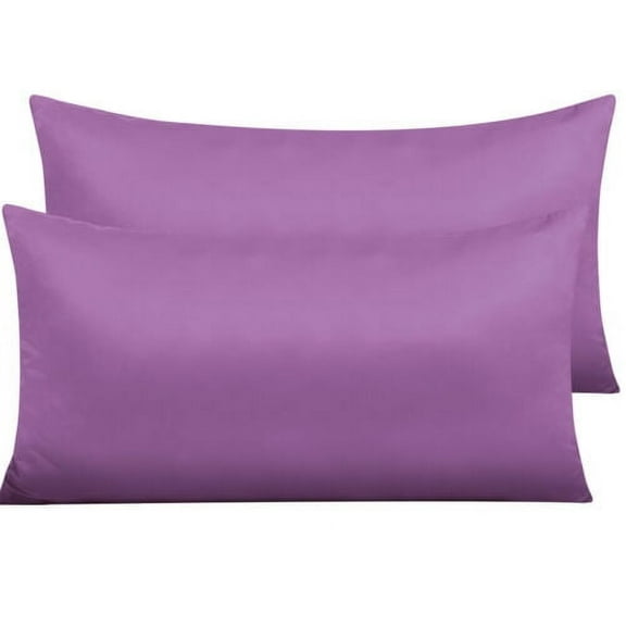 Zippered Pillowcase Ultra Soft Silky Satin Pillow Case Cover 2 Pack Home Bedding, Purple, Toddler (13"x18")