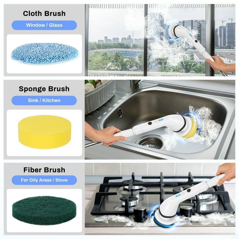 VAVSEA Electric Spin Scrubber,Cleaning Brush for Bathroom,1.5H 300RPM  Shower Scrubber Kit for Floor Tile Bathtub,51 inch