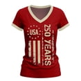 thumbnail image 4 of YVNAURA America 250 Shirt for Women V Neck Patriotic Tee 250th Anniversary USA Flag Top 4th July Semiquincentennial 1776-2026 Independence Day Outfit Summer Casual T Shirt, Red, L, 4 of 7