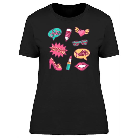 Colorful Quirky Patches Collection T-Shirt Women -Image by Shutterstock, Female 3X-Large