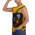 thumbnail image 3 of Haiem Men's Butterfly On Sunflower Print Tank Tops Summer Sleeveless Cut Off Workout T-Shirts Fitness Vest Athletic Undershirts-Large, 3 of 8