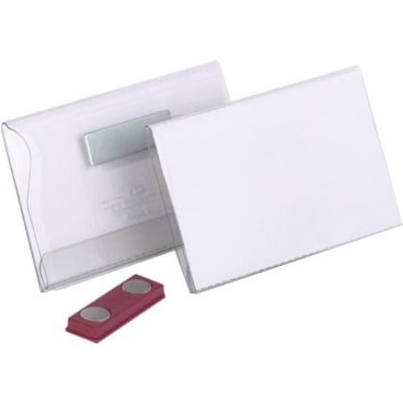 Durable Conference Magnet Name Tag Badge Holders   Inserts, 25 Pack, 54 x 90mm