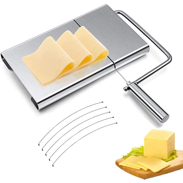 8” x 5” Gray Polished Cheese Slicer & Serving Tray Marble with Steel Arm 
