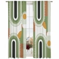 thumbnail image 2 of Modern, Semi Sheer Window Curtains 108 Inches Long, Middle Century Abstract Geometric Olive Green Rod Pocket Voile Silky Chiffon Curtain Light Filtering Drapes for Living Room, 52"x108", 2 Panels, 2 of 9