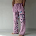thumbnail image 5 of Mens Pants with Elastic Waist Casual Mens Wide Leg Pants Printed Lace-Up Casual Pants Wide Leg Pants Sweatpants Full Length Pants Elastic Waist Pants for Men Elastic Waist Pants Men, 5 of 5