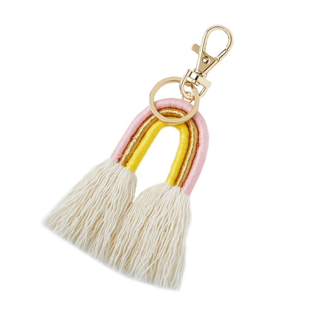 Llavero Minnieouse Tejiendo Arcoíris Accesorio de Moda DIY Colorido/Amarillo