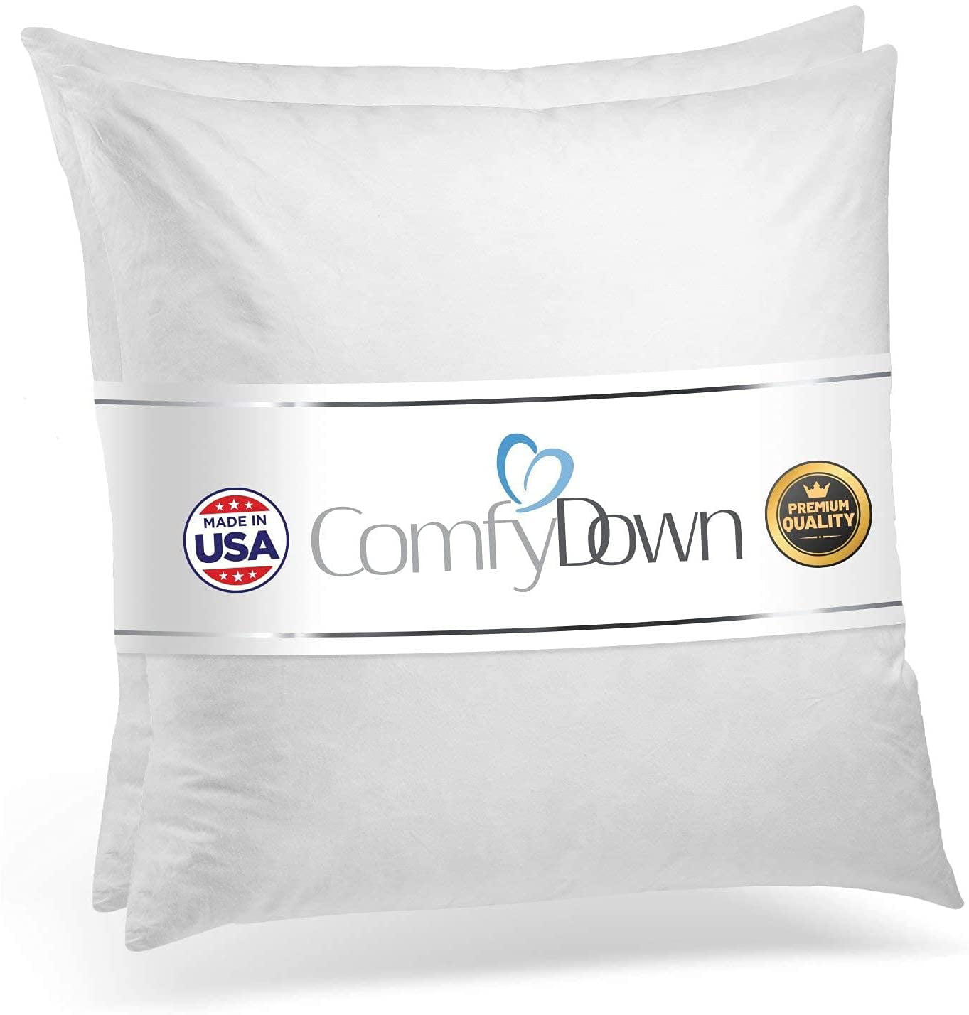 Down and Feather Pillow Insert Set of 2 18x18 Inch The Fabric is Cotton 