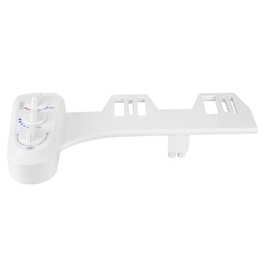 BIMZUC G1/2 Thread Bidet Attachment Toilet Seat Double Nozzle Hot Cold Water Adjustable Pressure Self Cleaning White 9.8 ft / 3m Hose