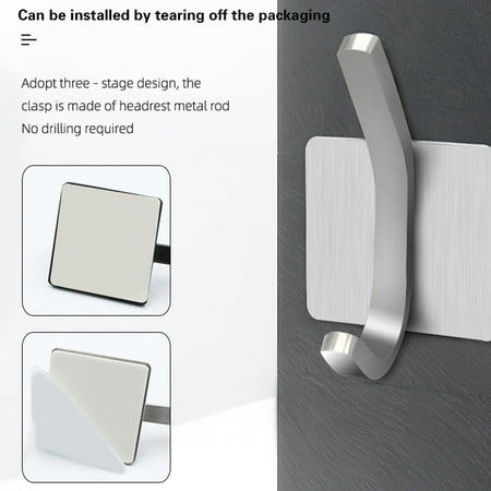 

GETHOME 5pcs Hotel Wall Mounted Hats Stainless Steel Hanging Hook Self Sticky Bathroom