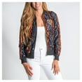 thumbnail image 4 of Women's Cuce  Navy Chicago Bears Two-Tone Sequin Striped Full-Zip Bomber Jacket, 4 of 4