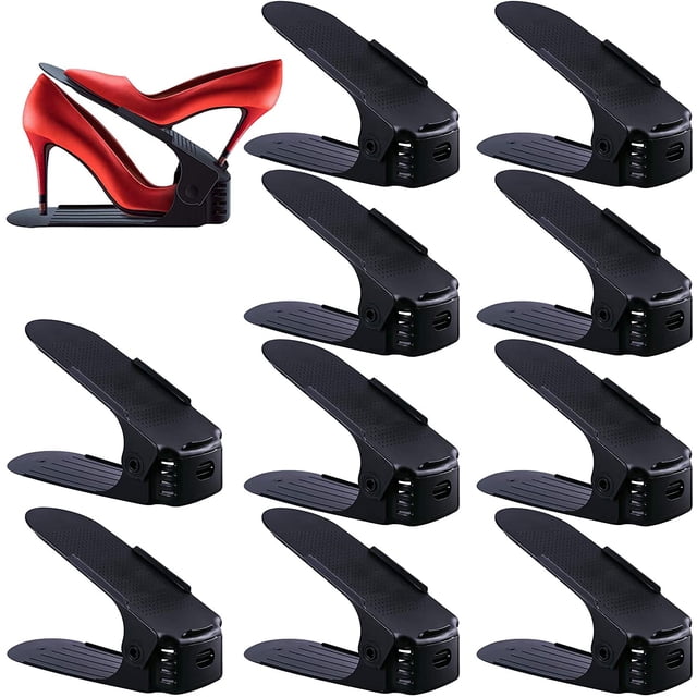 10 zapateros ajustables, juego de zapatero/zapatero, 3 alturas ajustables, ahorro de espacio, antideslizante, plástico negro Vhermosa WL-00927