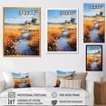 thumbnail image 4 of Designart "Meadow Cottage with Pond View II" Landscapes Framed Wall Art - Coastal Orange Landscape Cottage Bedroom Framed Canvas Wall Art, 4 of 6